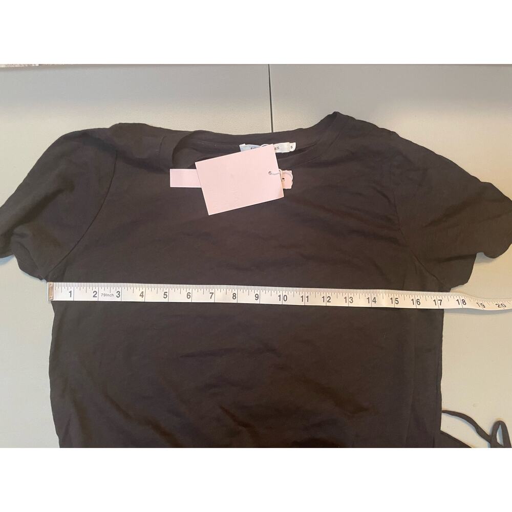 Avec Les Filles Black Shirt‎ Dress Short Sleeves Stretch Tie Size Small - Picture 7 of 7